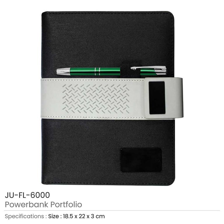 Portfolio Notebook with Built-In Power Bank