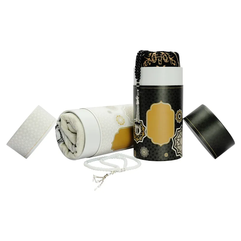 سجادة صلاة مع مسبحة في علبة أسطوانية - أفضل هدايا رمضان