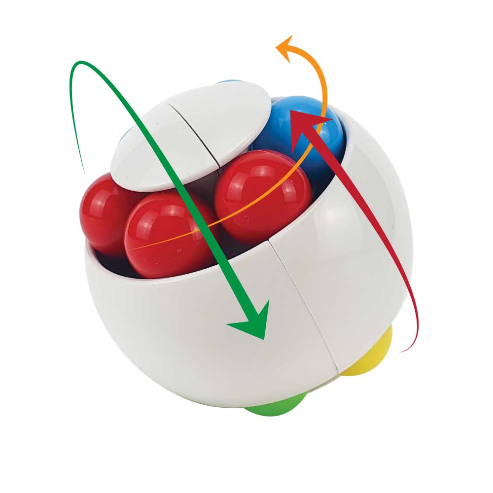 Two-Way Twist Spin Ball Puzzle - ABS Plastic, 58mm, 12 Colored Balls