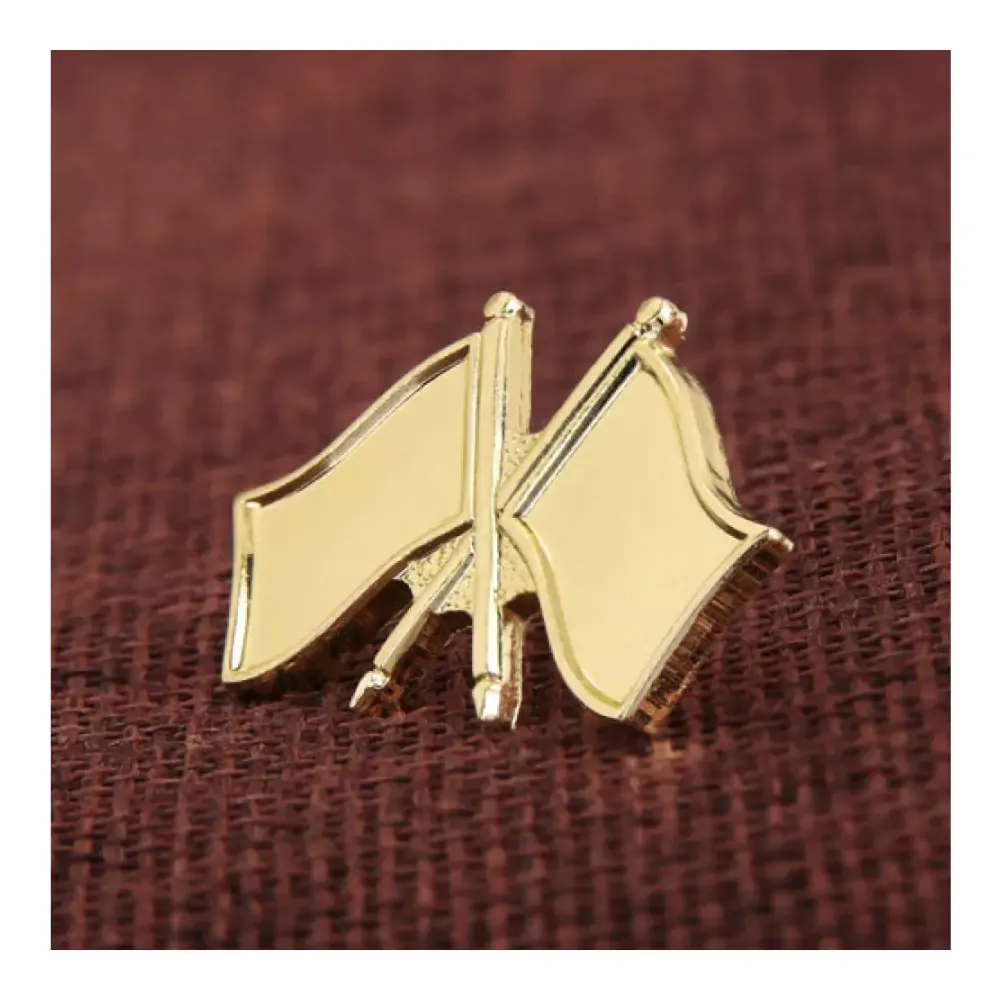 Twin Flag Metal Badges Golden Imprint Your Country Flag