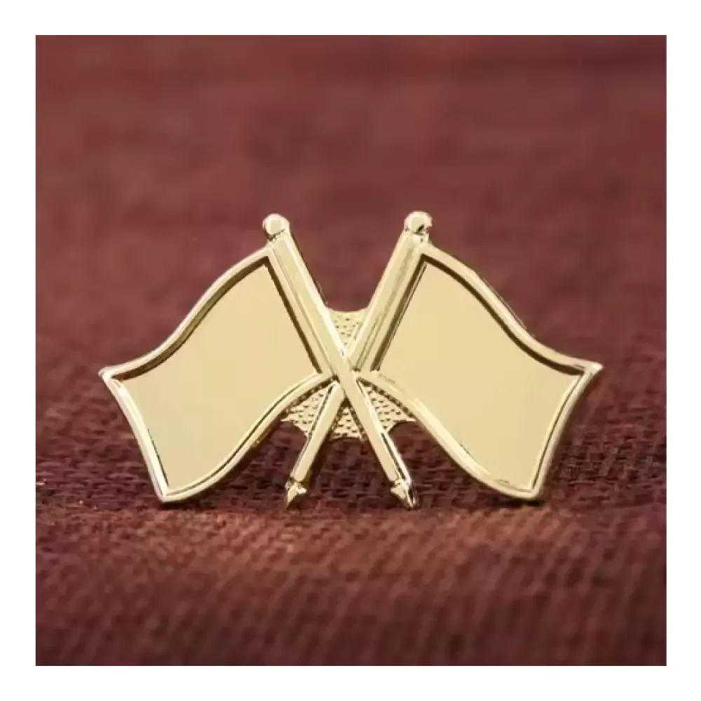 Twin Flag Metal Badges Golden Imprint Your Country Flag