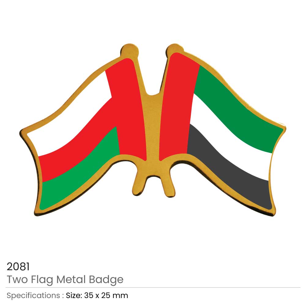 Two-Flag Pin Badge