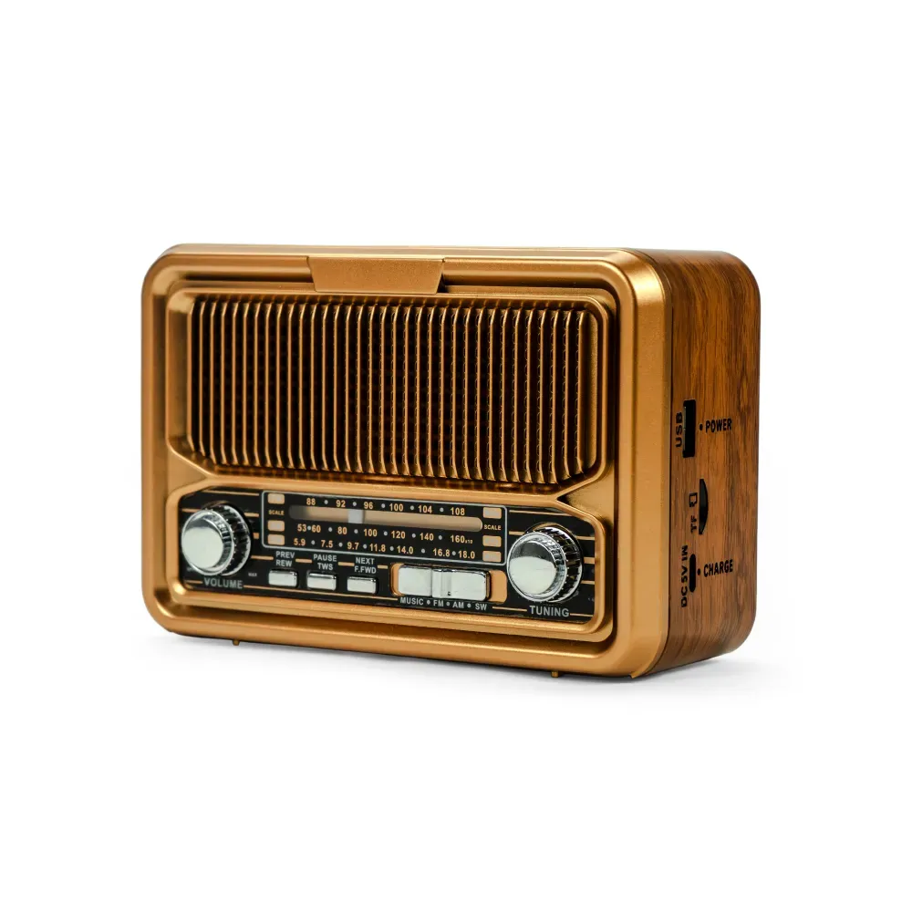 Vintage Bluetooth Speaker with Radio & Solar Panel