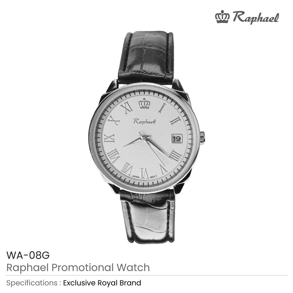 Custom Gents Leather Band Watches with Silver Dial