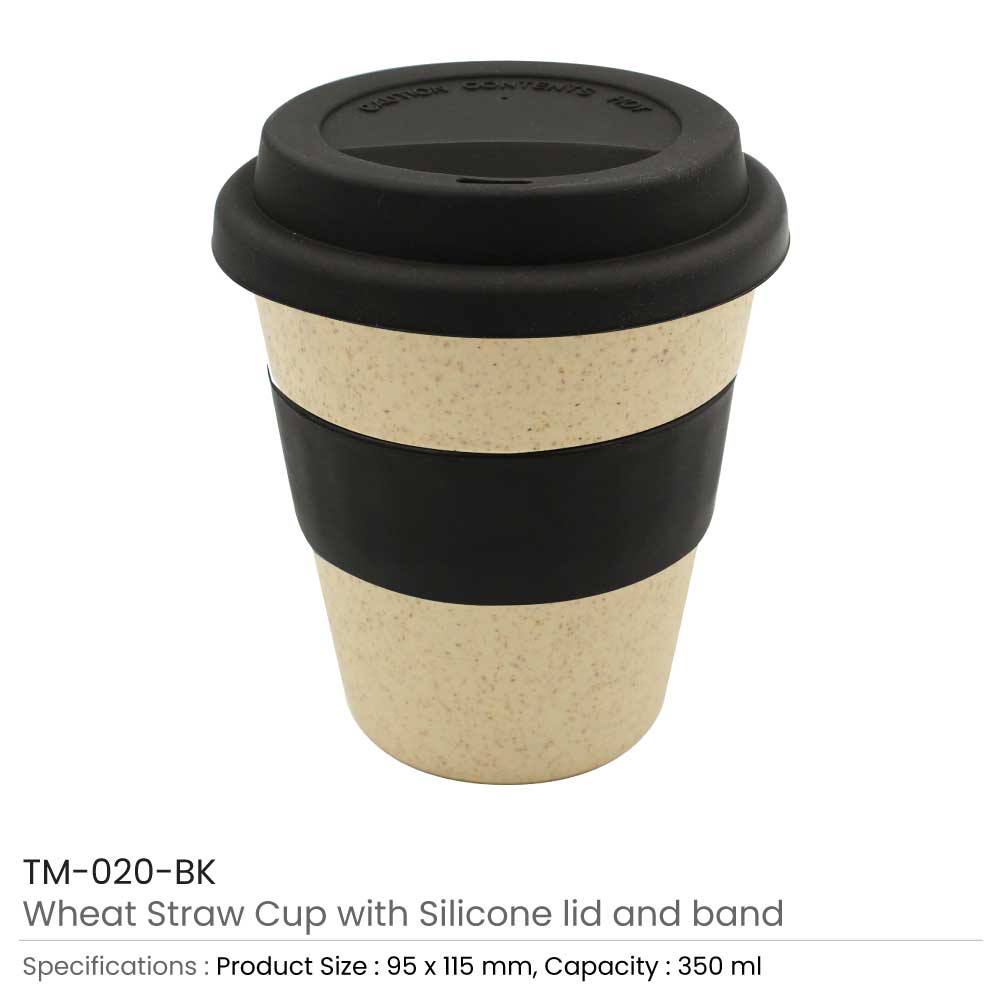 Wheat Straw Cup with Silicone Sip Lid & Band - 350ml