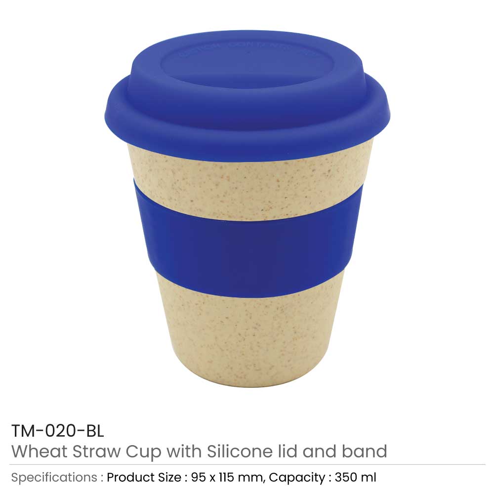 Wheat Straw Cup with Silicone Sip Lid & Band - 350ml