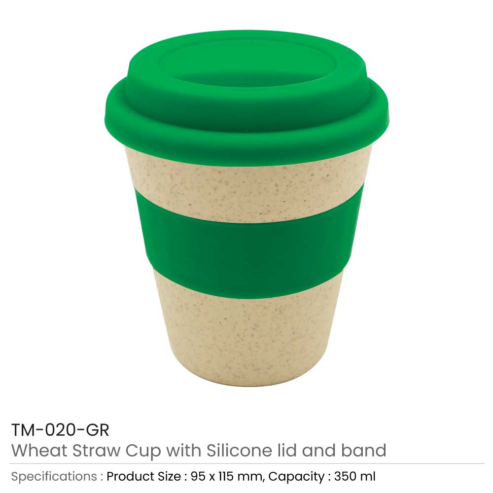 Wheat Straw Cup with Silicone Sip Lid & Band - 350ml