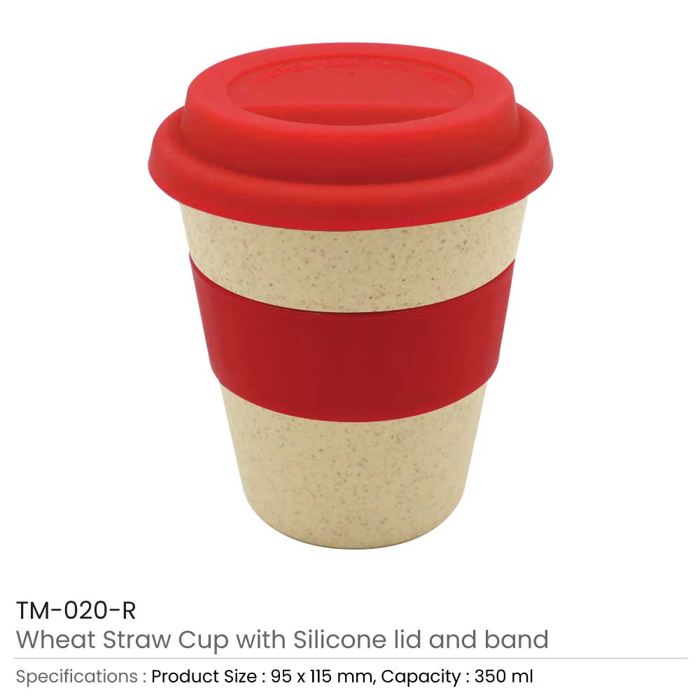 Wheat Straw Cup with Silicone Sip Lid & Band - 350ml