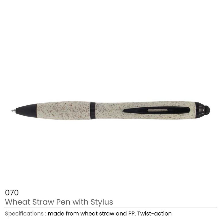 Wheat Straw Pens with Stylus Tip – Eco Custom Logo