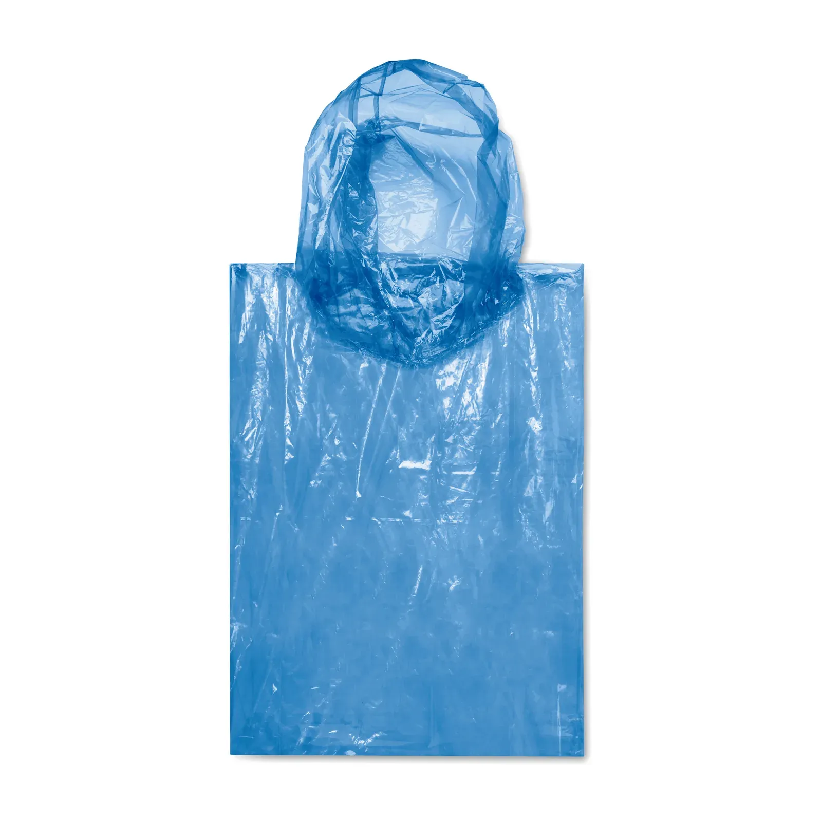 Sprinkle Foldable Plastic Poncho with Hood - Polybag Packaging — Blue