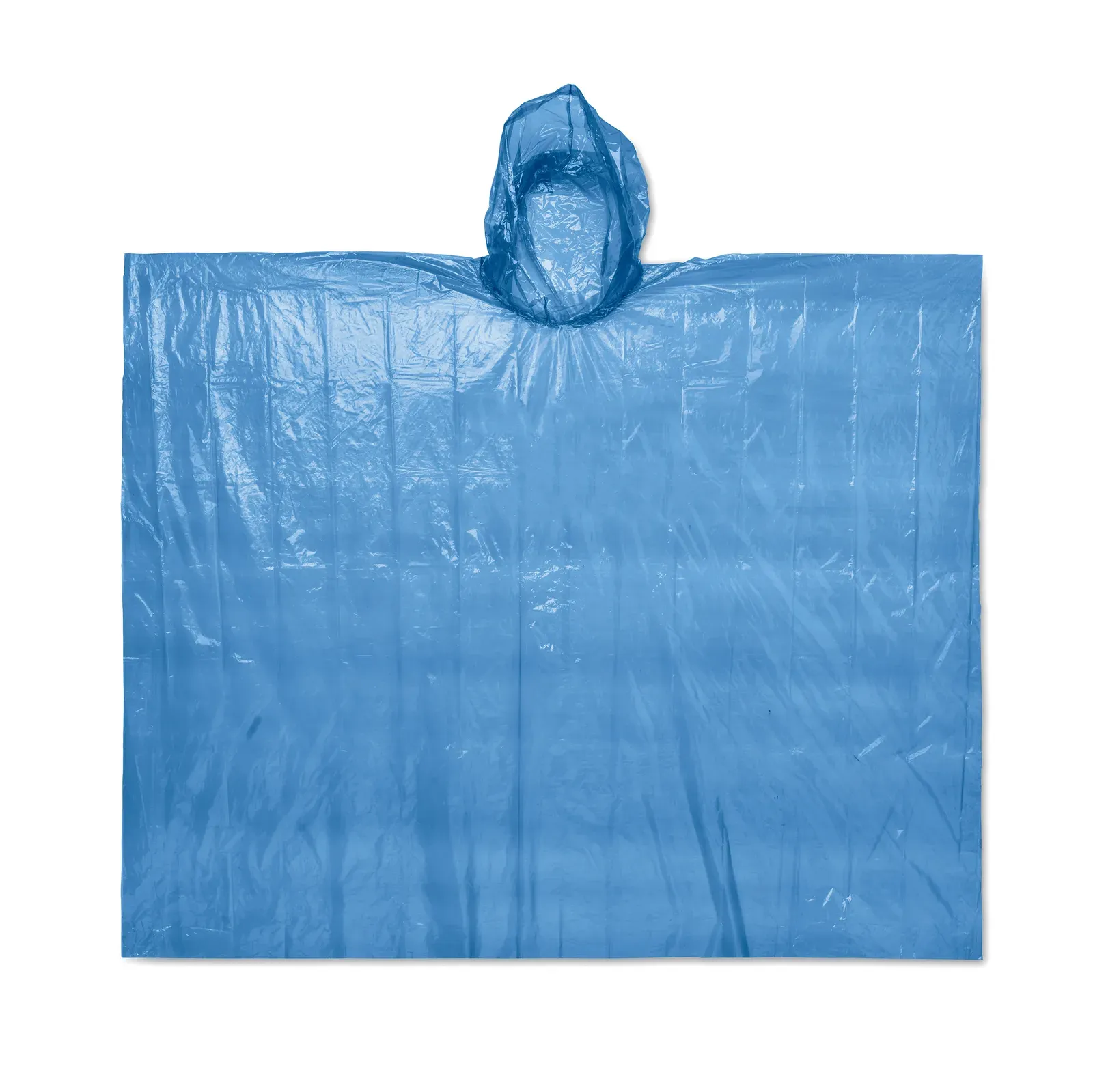 Sprinkle Foldable Plastic Poncho with Hood - Polybag Packaging — Blue