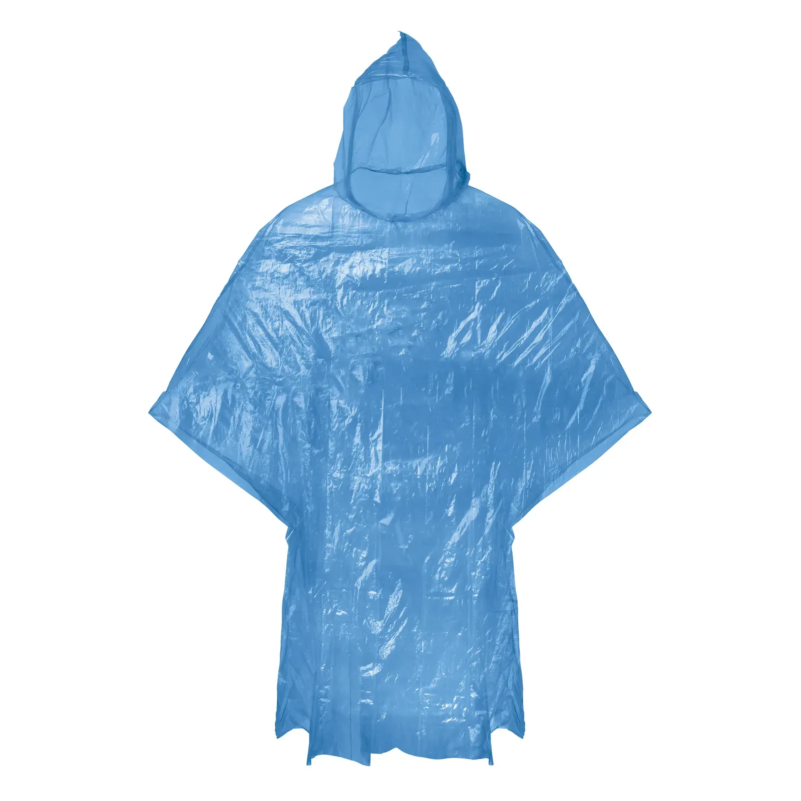Sprinkle Foldable Plastic Poncho with Hood - Polybag Packaging — Blue