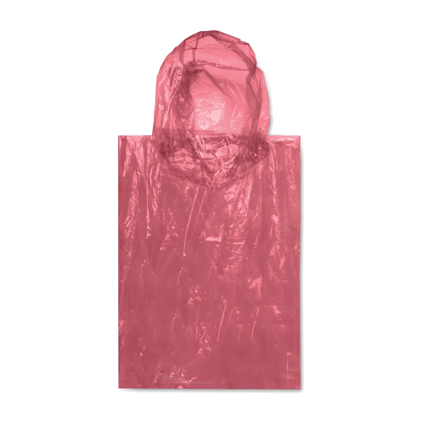 Sprinkle Foldable Plastic Poncho with Hood - Polybag Packaging — Red