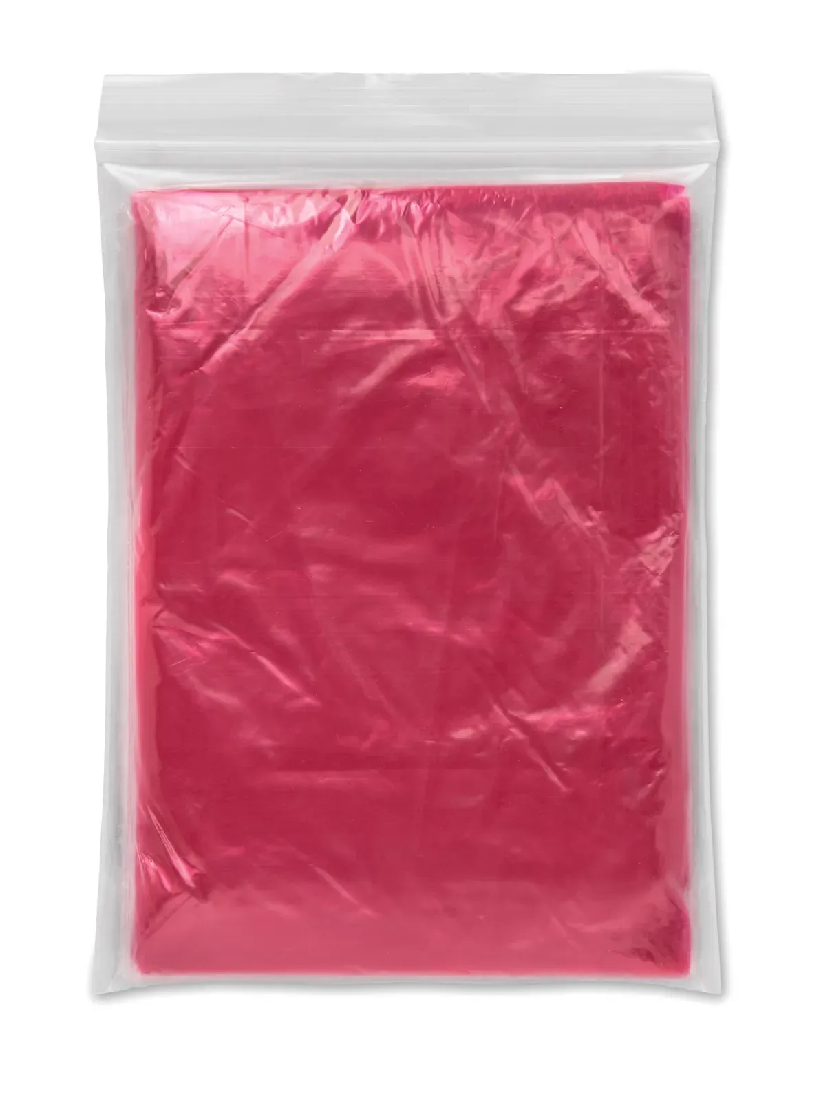 Sprinkle Foldable Plastic Poncho with Hood - Polybag Packaging — Red