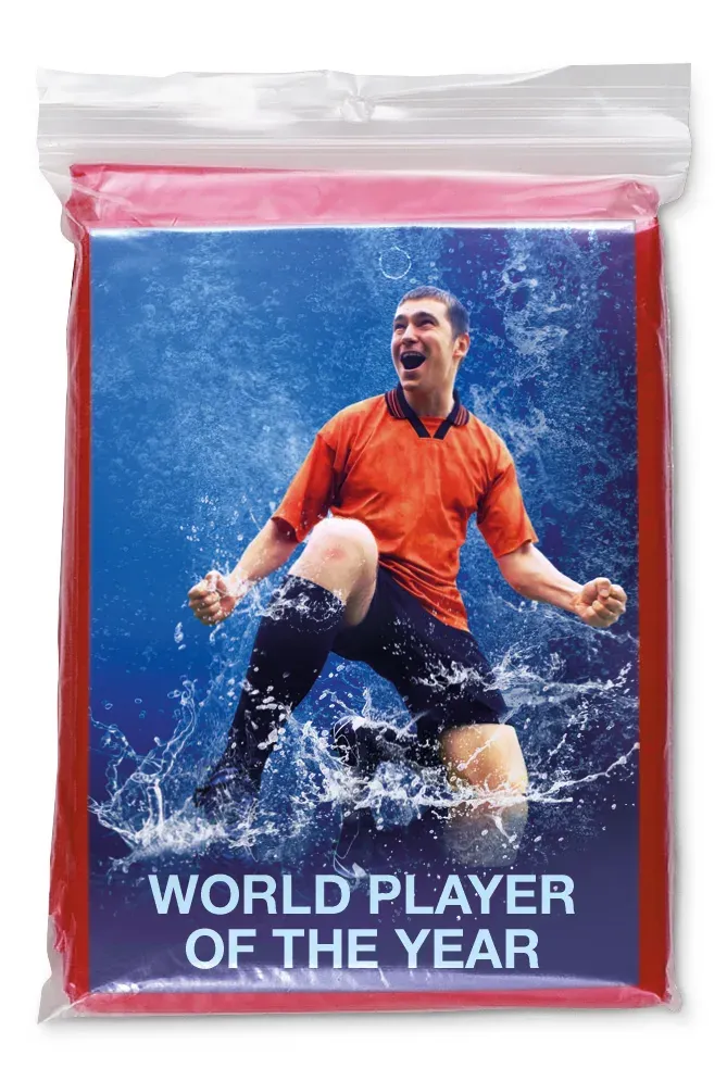 Sprinkle Foldable Plastic Poncho with Hood - Polybag Packaging — Red