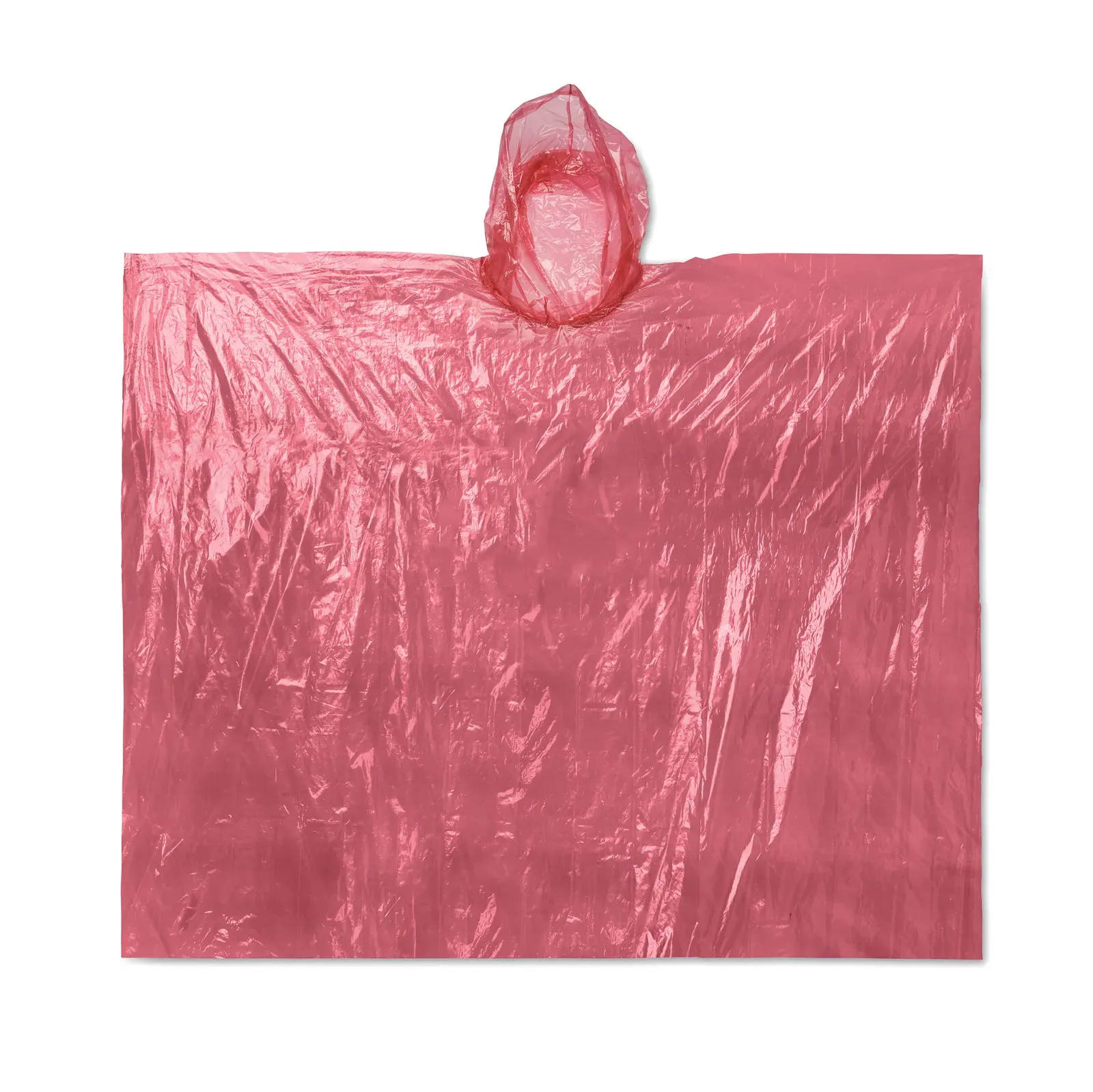 Sprinkle Foldable Plastic Poncho with Hood - Polybag Packaging — Red