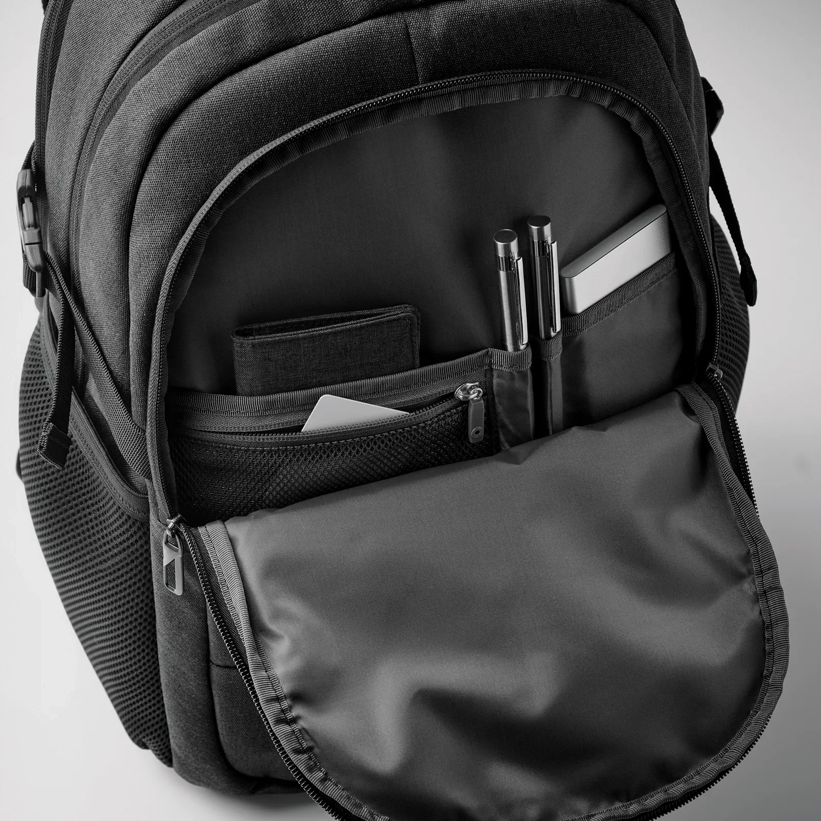 RPET Laptop Backpack Hana with Zippered Pocket 45X31X18.5 cm — Black