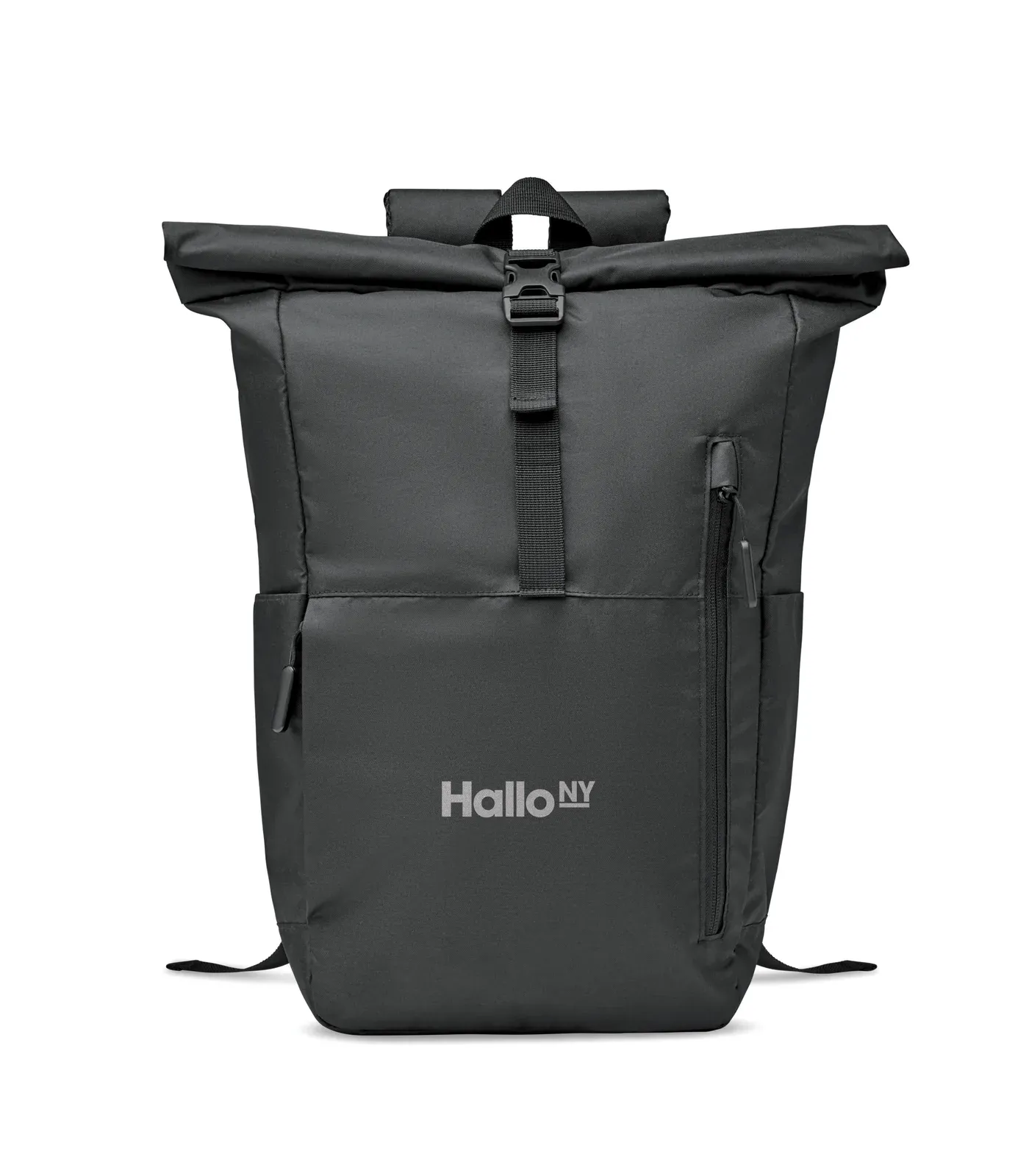 RPET Laptop Backpack Valley Rollpack with Zippered Pocket 26.5X13.5X45.5 cm — Black
