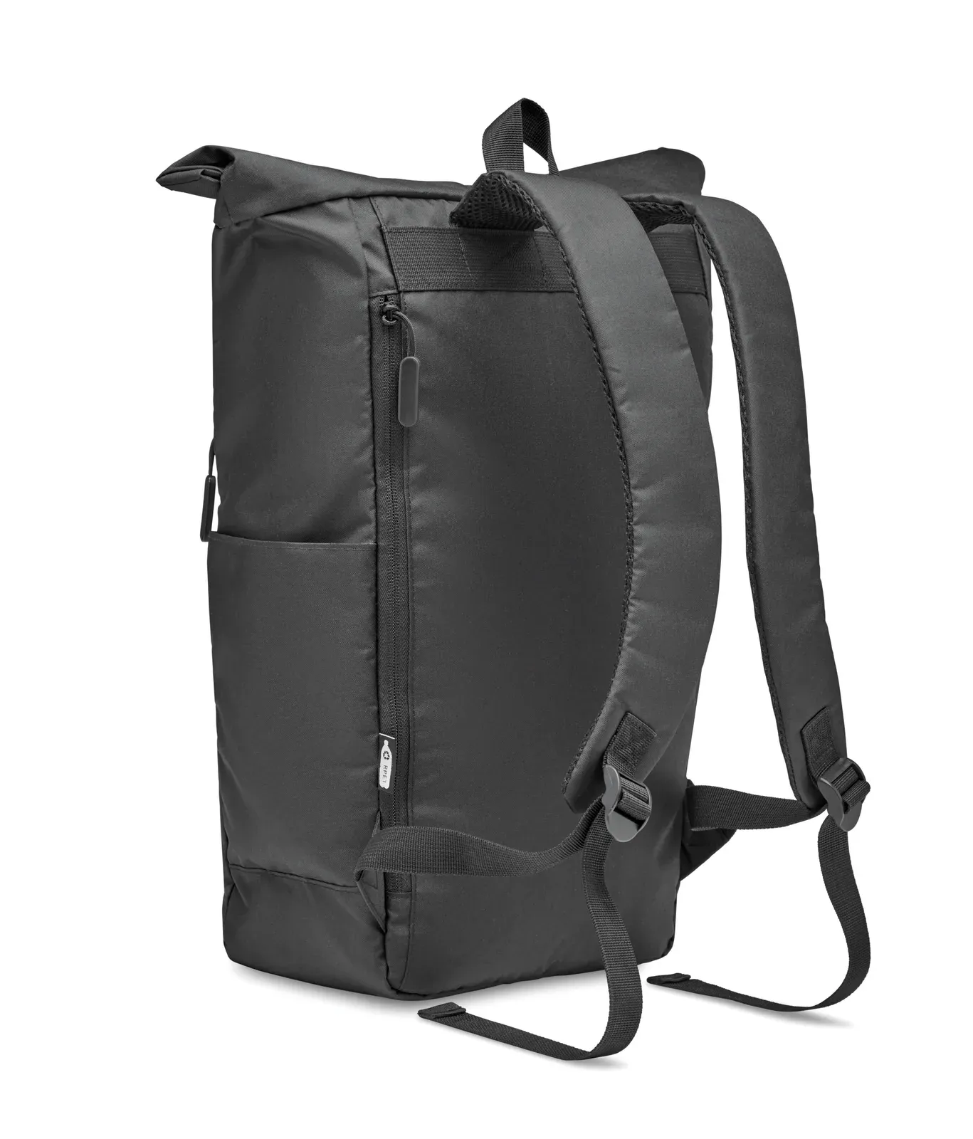 RPET Laptop Backpack Valley Rollpack with Zippered Pocket 26.5X13.5X45.5 cm — Black