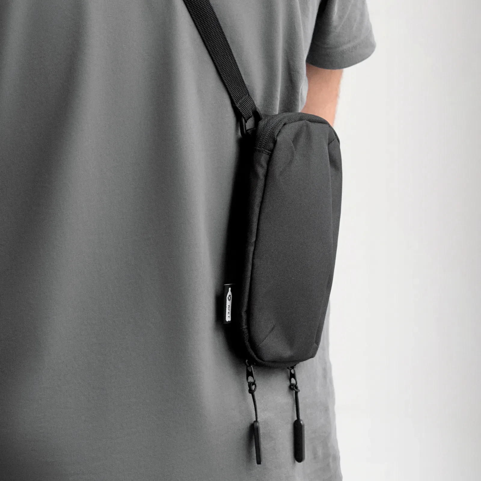 RPET Bag Valley Wallet with Zippered Pocket 10X2.5X20 cm MO2052 — Black