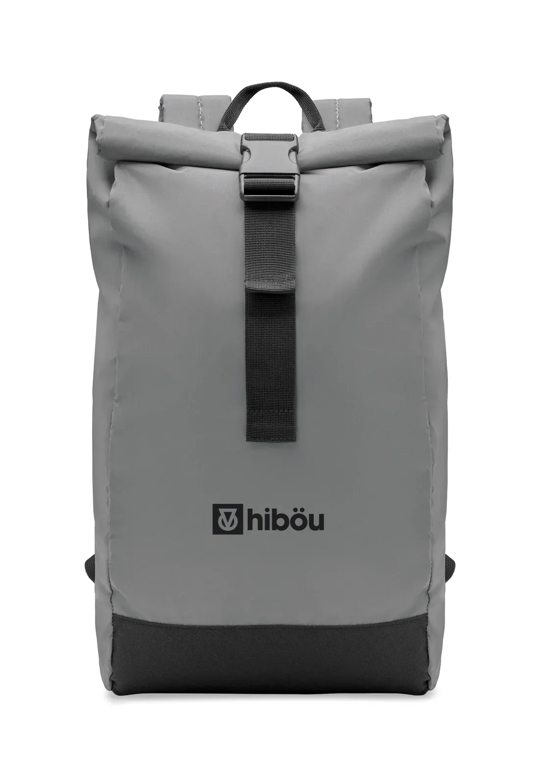 Polyester Backpack Bright Rollpack with Zippered Pocket 26X66X13 cm — Matt Silver