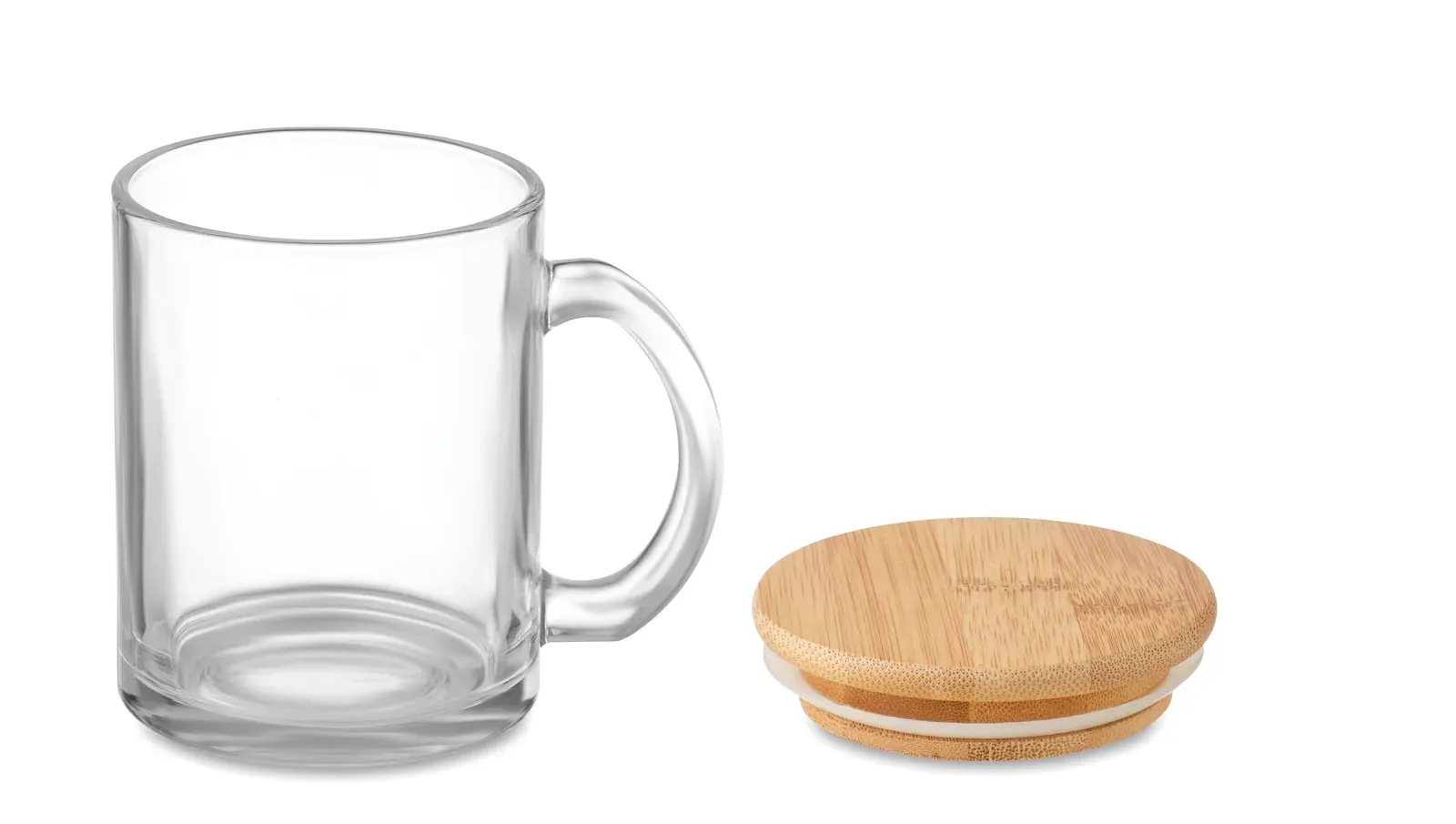 Celestial – Recycled Glass Mug with Bamboo Lid — Transparent