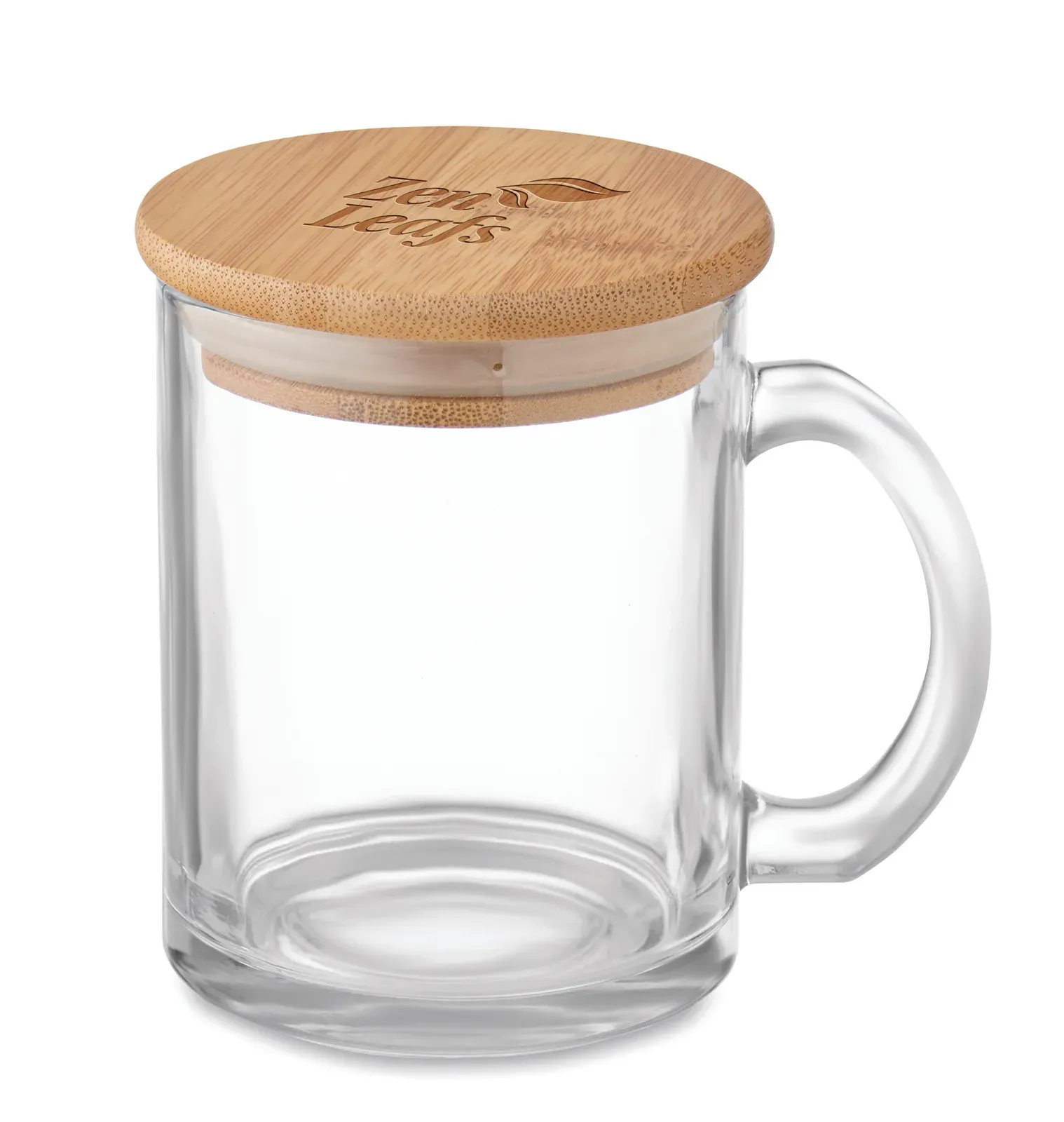 Celestial – Recycled Glass Mug with Bamboo Lid — Transparent