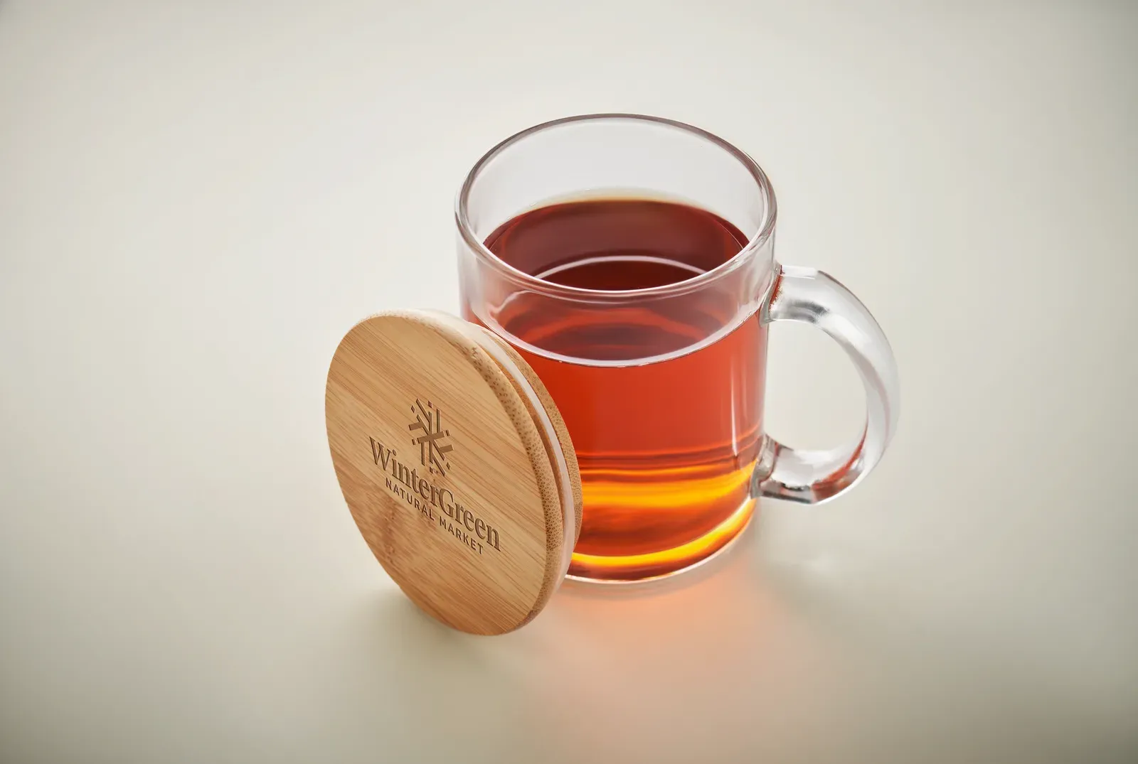 Celestial – Recycled Glass Mug with Bamboo Lid — Transparent