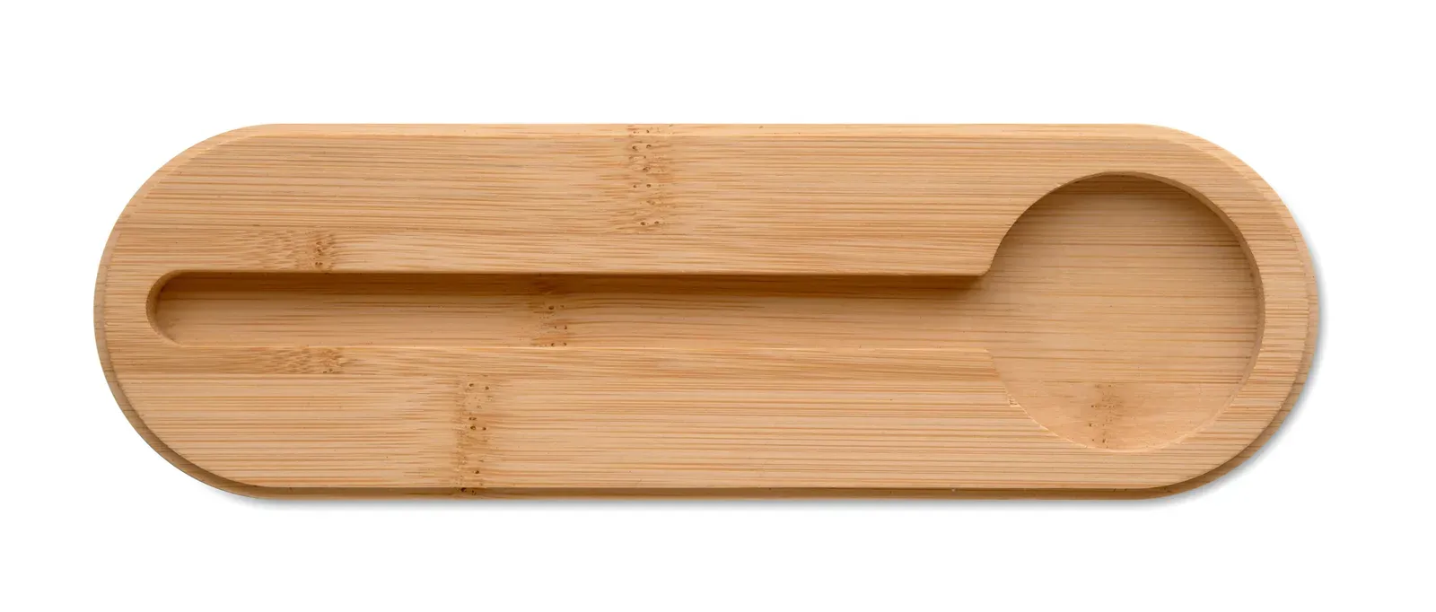 Mile RPET Felt Pencil Case with Bamboo Lid – Built-In Phone Holder & Ruler — Wood