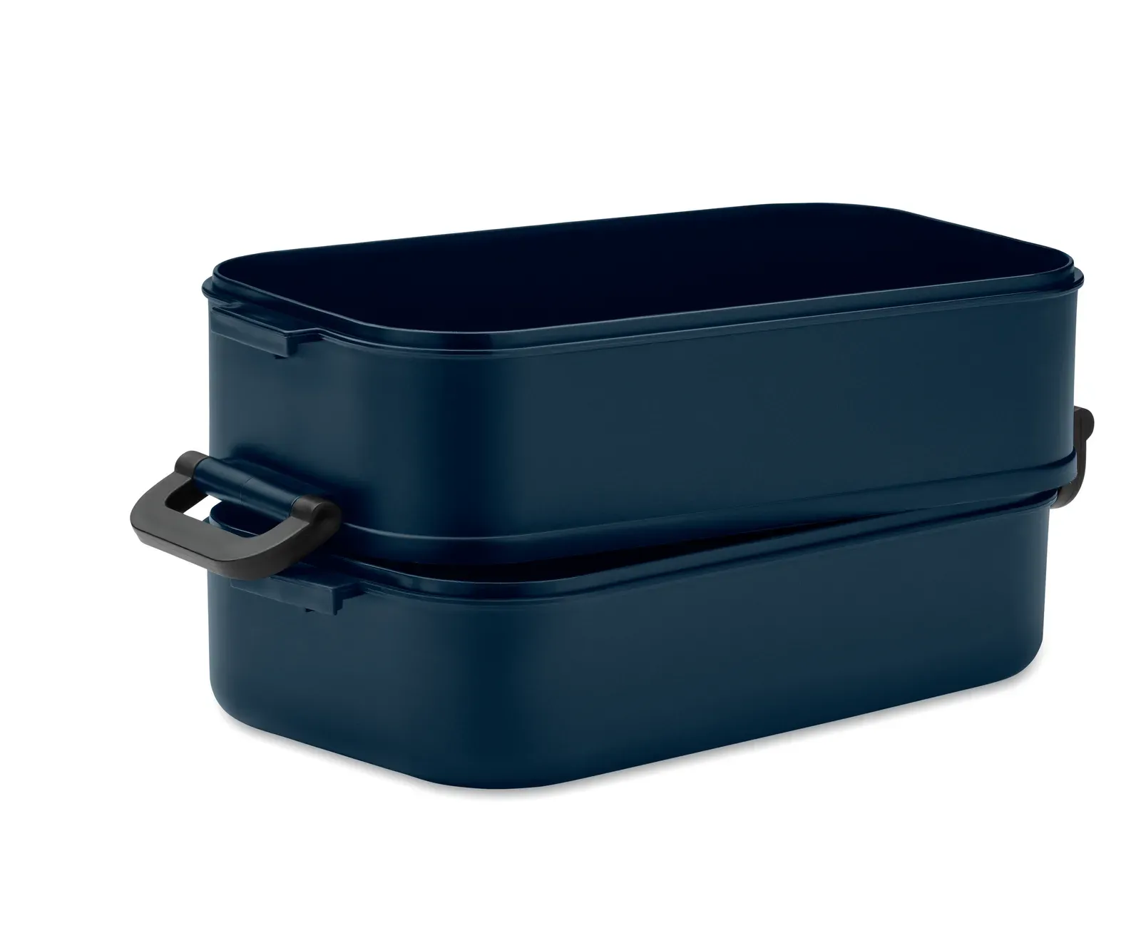 Idolunch – PP Two-Tier Lunch Box with Removable Divider with Side Buckles and Airtight Lid; (2x) — French Navy