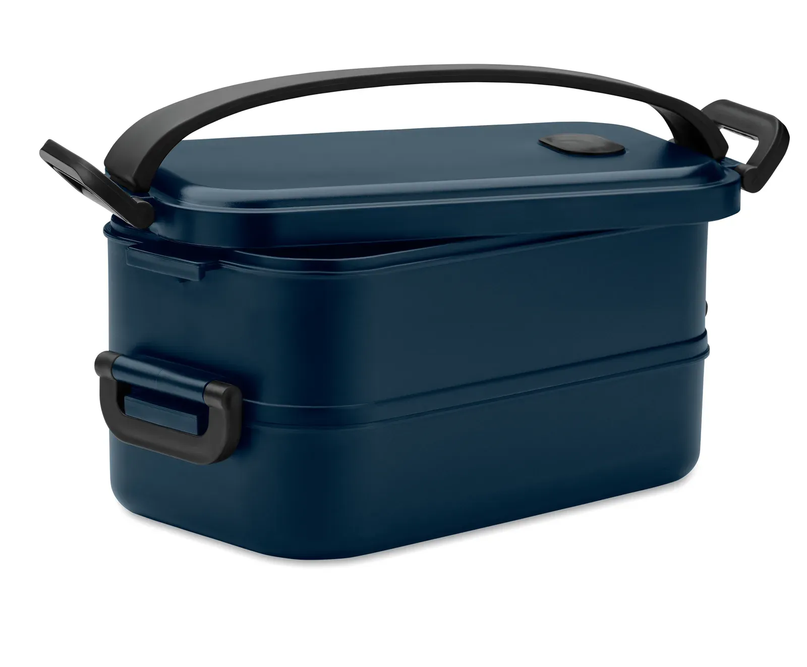 Idolunch – PP Two-Tier Lunch Box with Removable Divider with Side Buckles and Airtight Lid; (2x) — French Navy