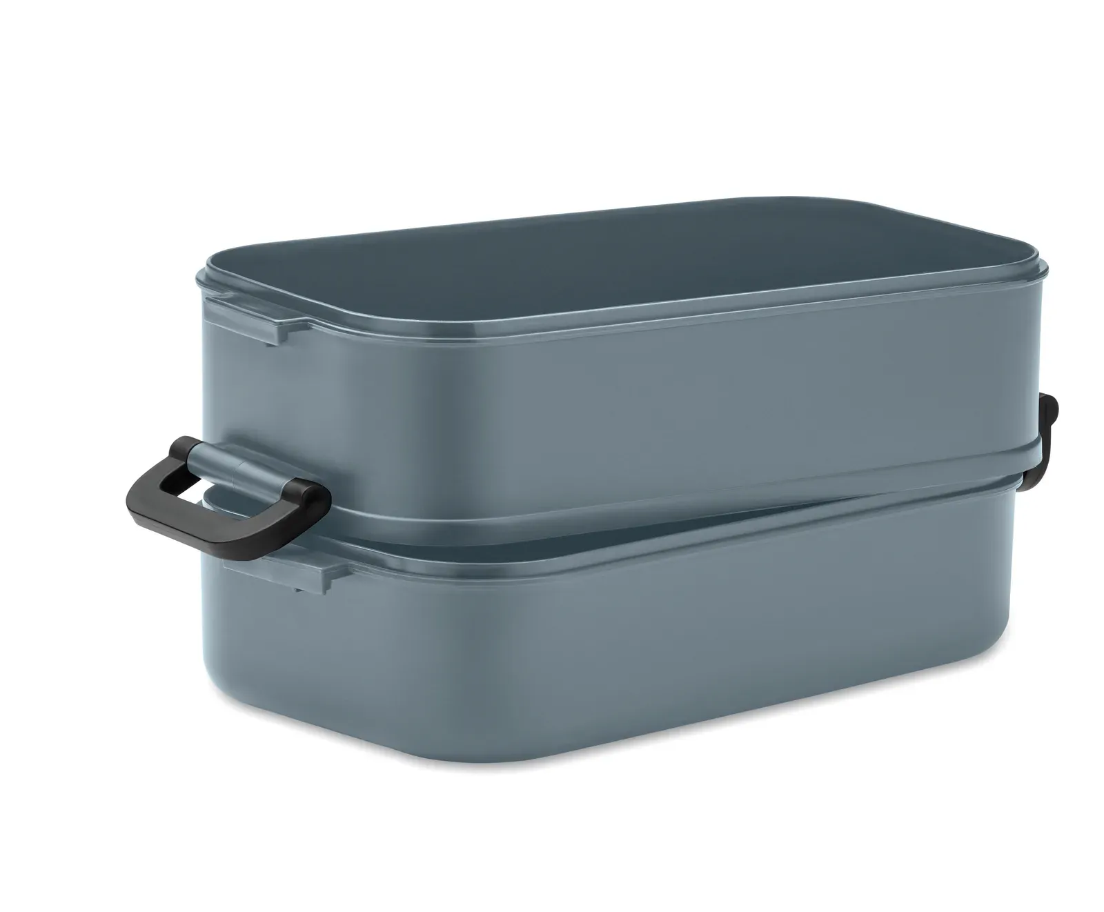 Idolunch – PP Two-Tier Lunch Box with Removable Divider with Side Buckles and Airtight Lid; (2x) — Petrol