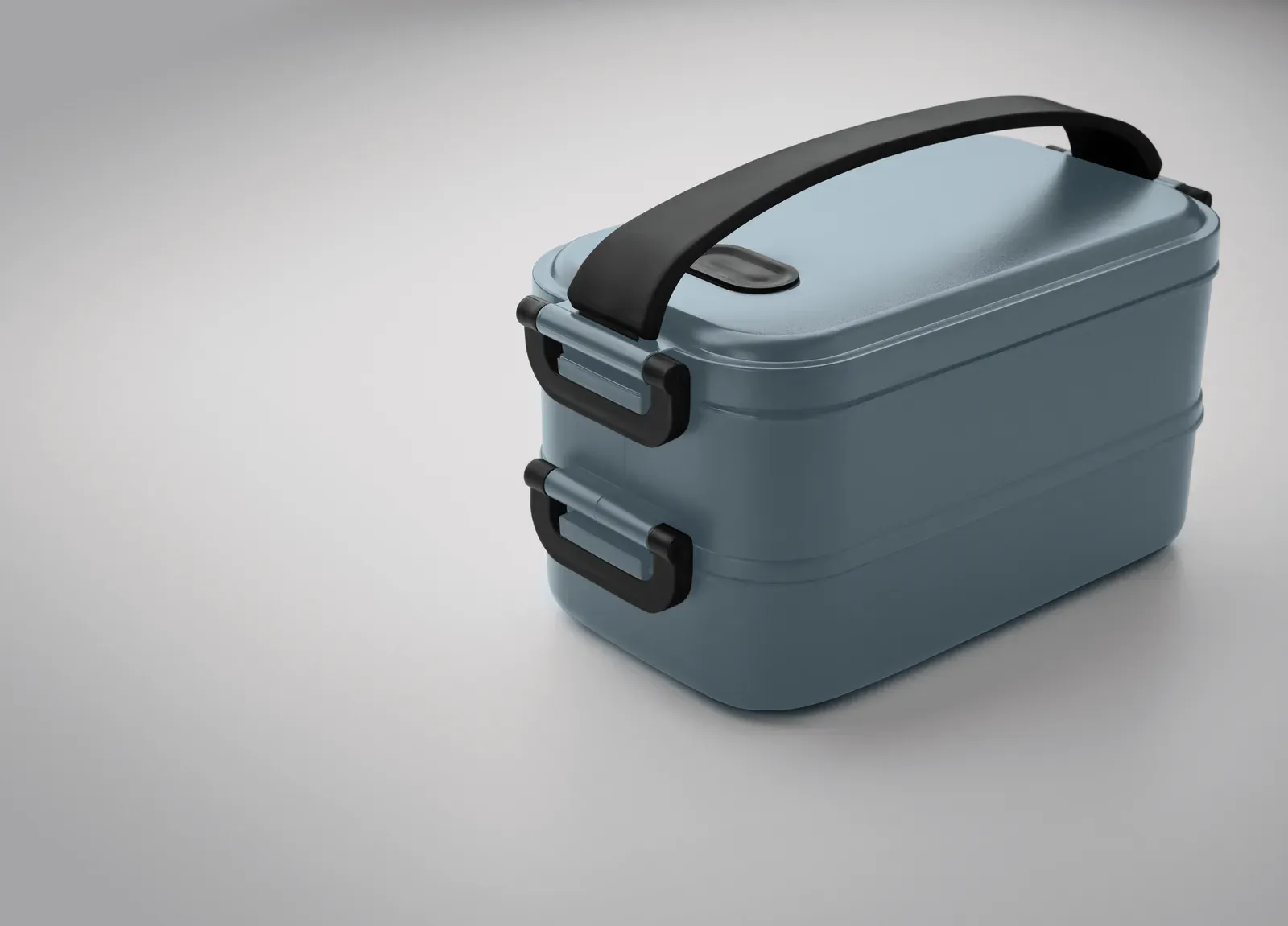 Idolunch – PP Two-Tier Lunch Box with Removable Divider with Side Buckles and Airtight Lid; (2x) — Petrol