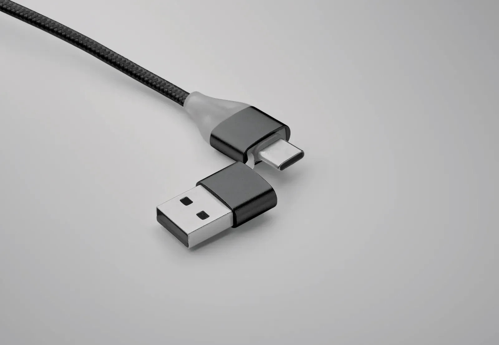 Blue Key Ring Charging Cable – Type-C & Micro-B — Black