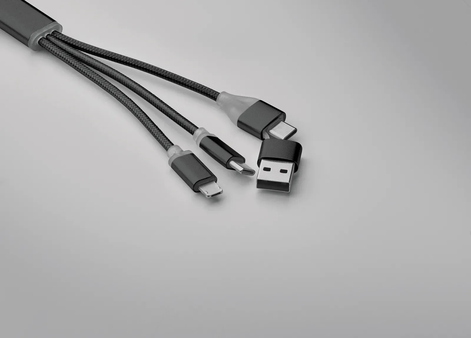 Blue Key Ring Charging Cable – Type-C & Micro-B — Black