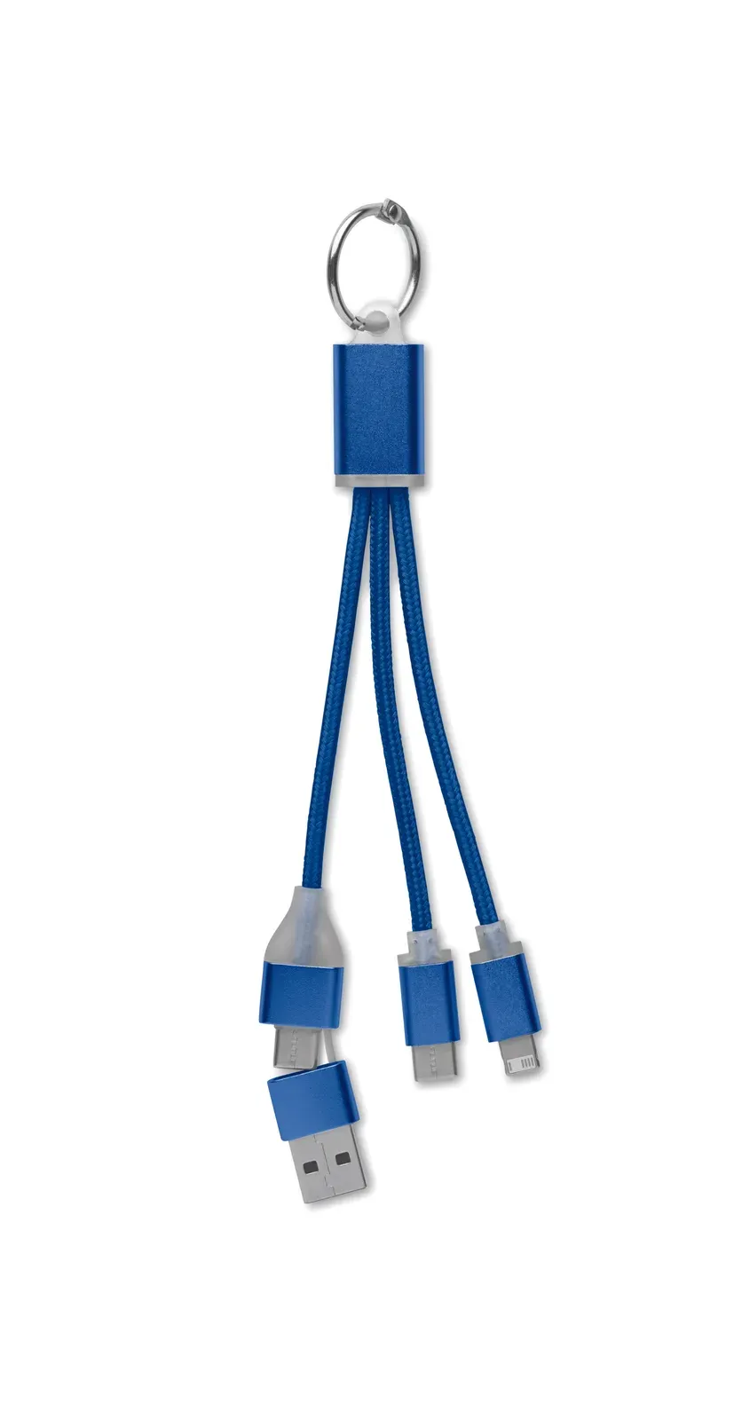 Blue Key Ring Charging Cable – Type-C & Micro-B — Royal Blue