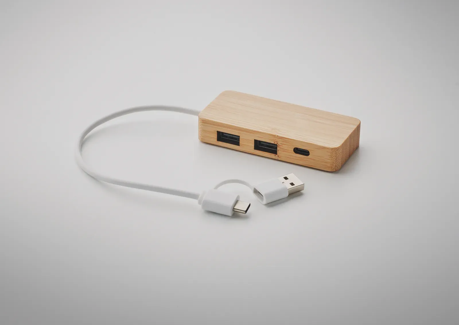 Hubbam 3-Port USB-C/A Hub – Bamboo Case — Wood