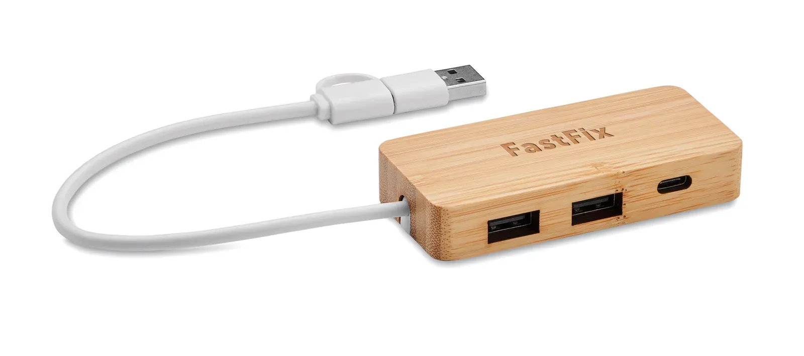 Hubbam 3-Port USB-C/A Hub – Bamboo Case — Wood