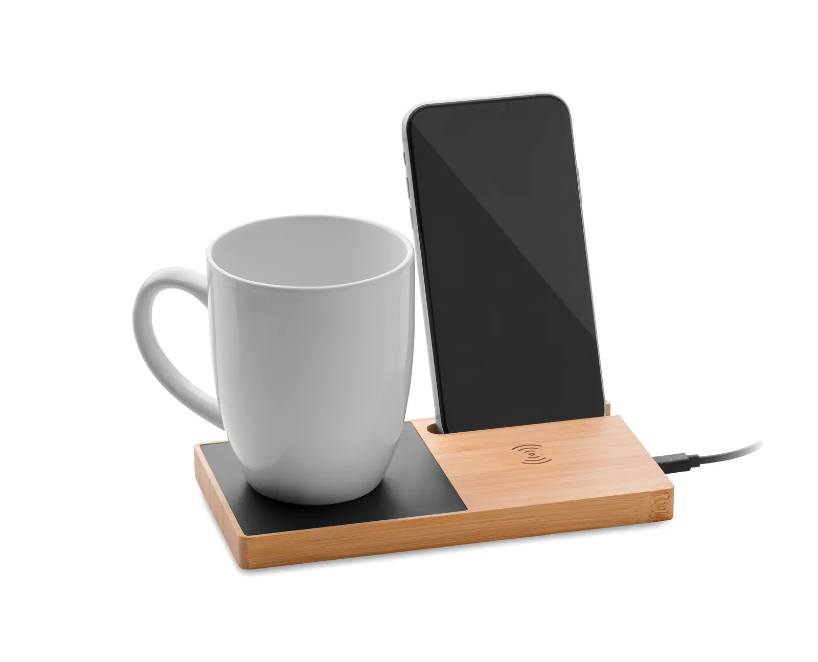 Sibit Bamboo Wireless Charger – Mug Warmer & Phone Stand — Wood