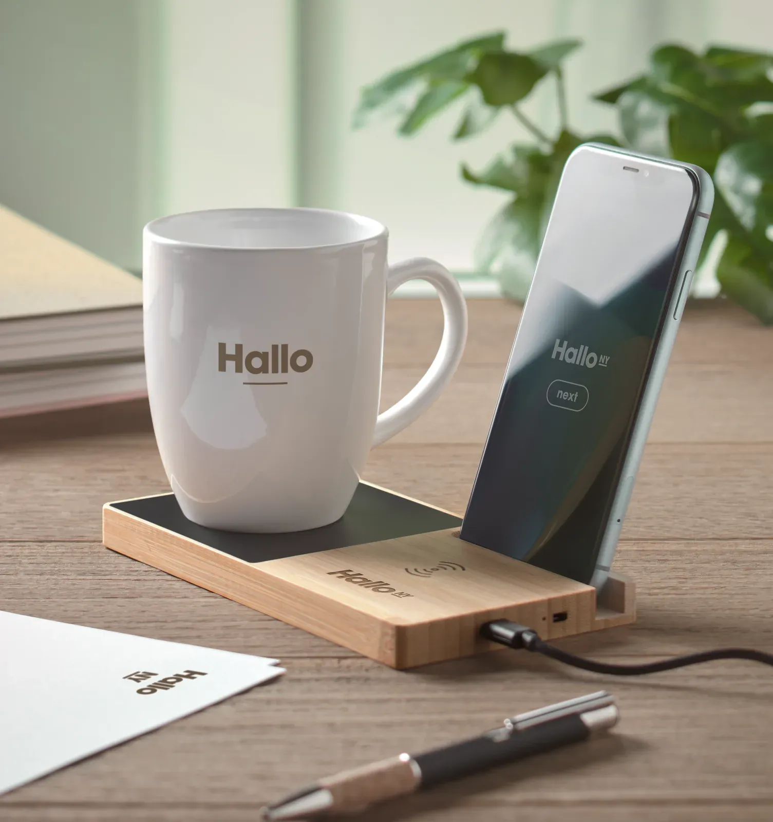 Sibit Bamboo Wireless Charger – Mug Warmer & Phone Stand — Wood