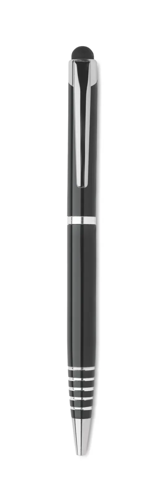 Florina Recycled Aluminium Twist Pen with Stylus — Black