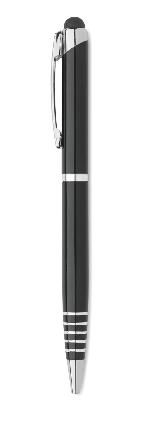 Florina Recycled Aluminium Twist Pen with Stylus — Black