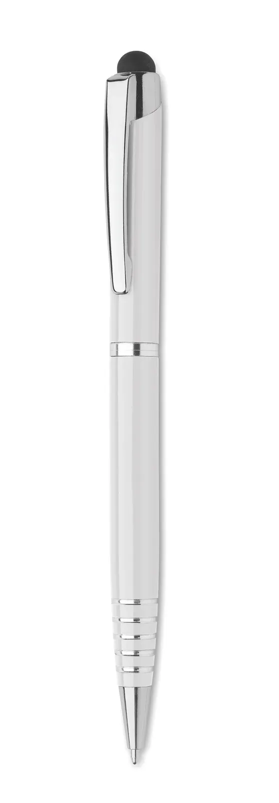 Florina Recycled Aluminium Twist Pen with Stylus — White