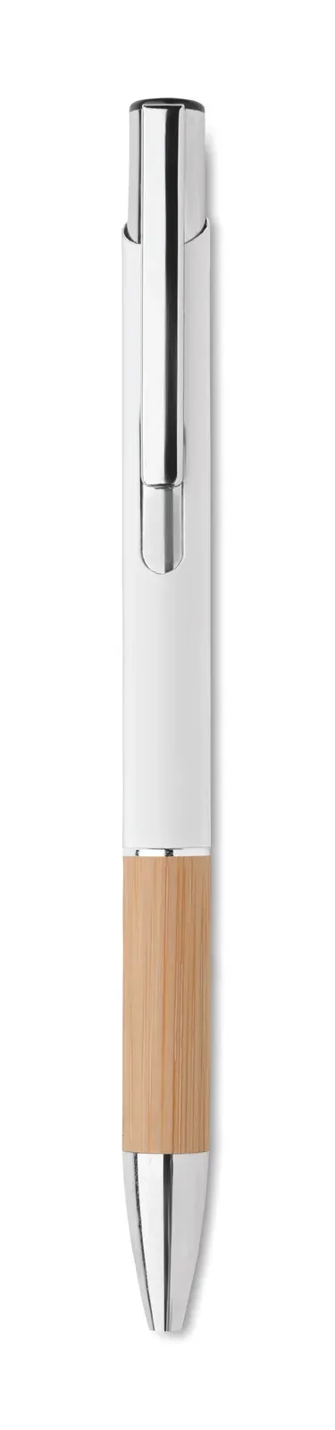 Sparta Aluminium Pen with Bamboo Grip — White