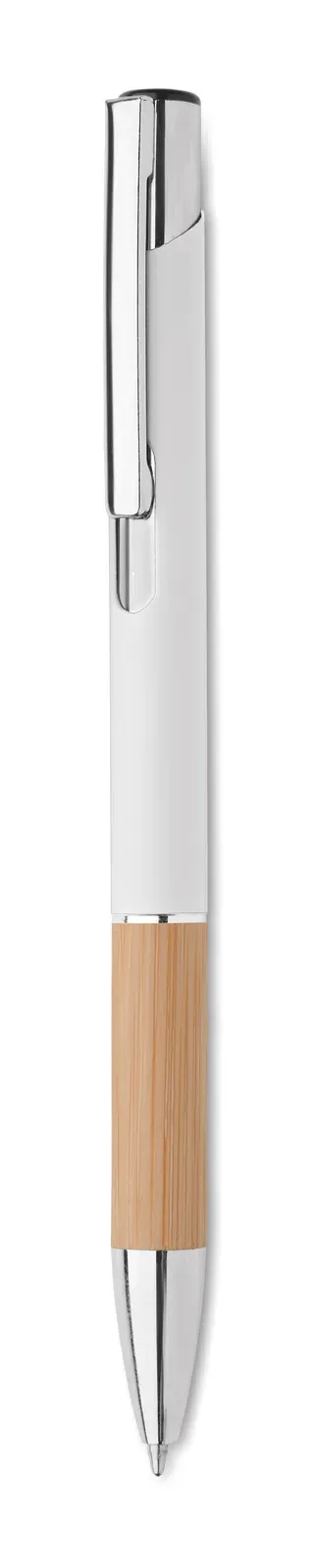 Sparta Aluminium Pen with Bamboo Grip — White