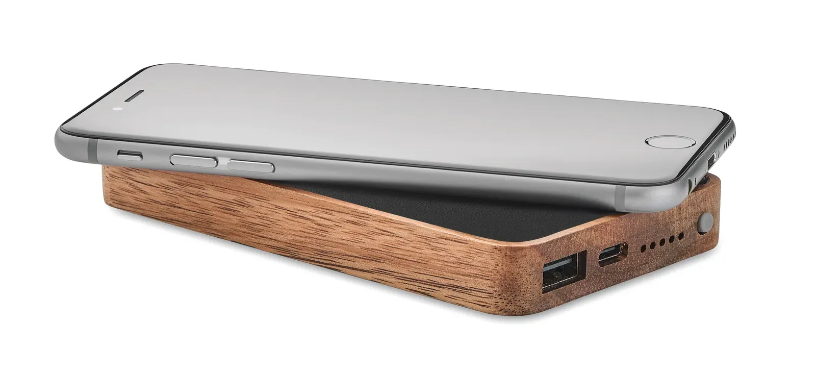 Acapow 15W Wireless Charging Power Bank 4000mAh – Acacia Wood Casing — Black