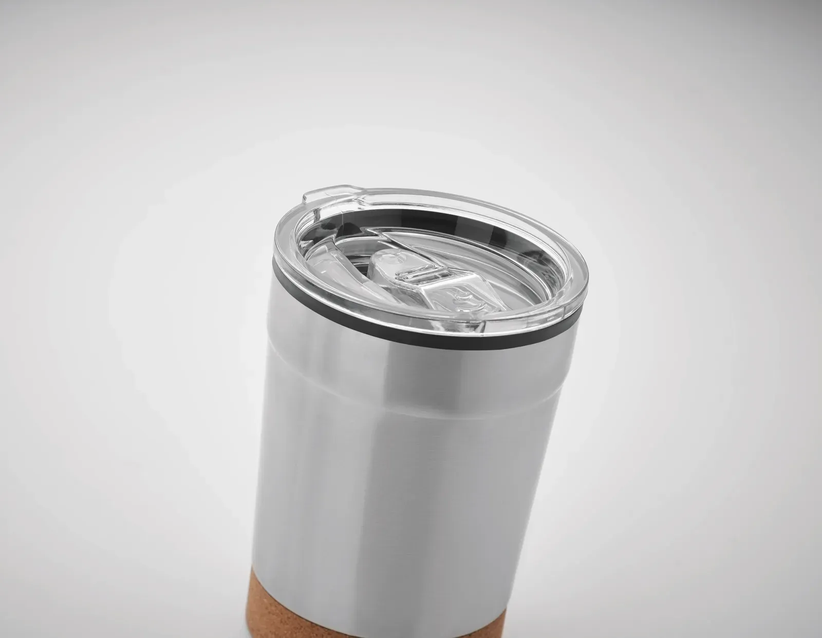 Nomu – Double Wall Tumbler with Stainless Steel Outer and PP Liner Inside, with Cork Base and with Sliding Sip Hole — White