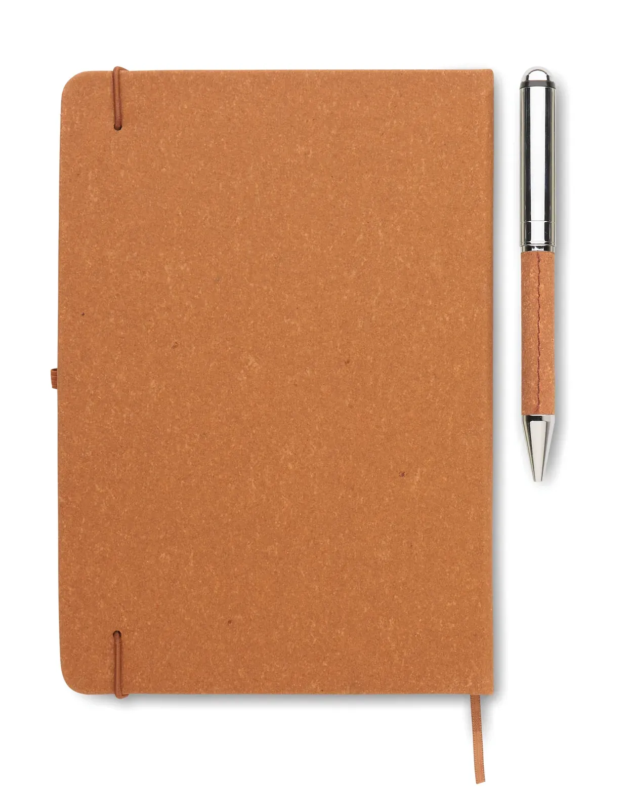 Eleganote A5 Recycled Leather Notebook & Pen Gift Set – FSC-Certified, Presented in Craft Box — Beige
