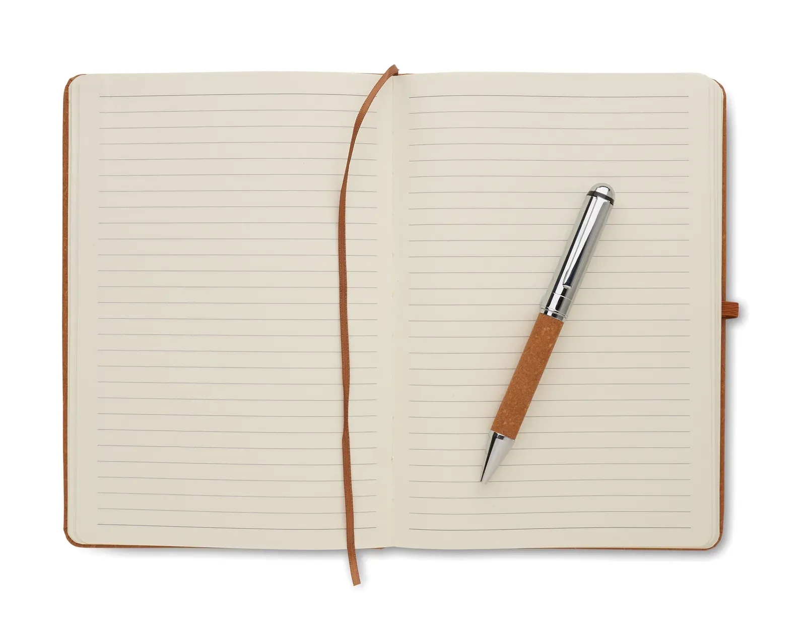 Eleganote A5 Recycled Leather Notebook & Pen Gift Set – FSC-Certified, Presented in Craft Box — Beige
