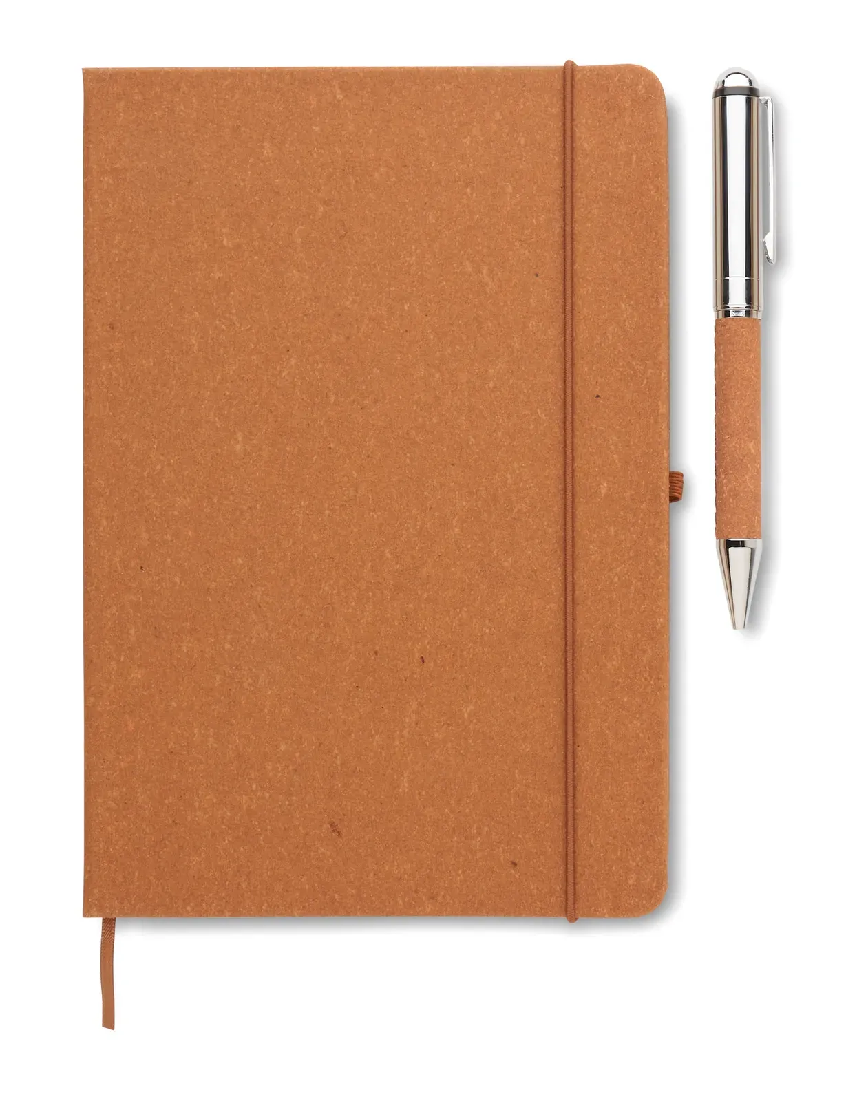 Eleganote A5 Recycled Leather Notebook & Pen Gift Set – FSC-Certified, Presented in Craft Box — Beige